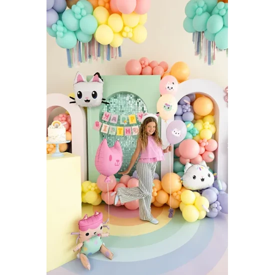 Születésnapi díszek Gabby babaházával, amelyek csillogóak