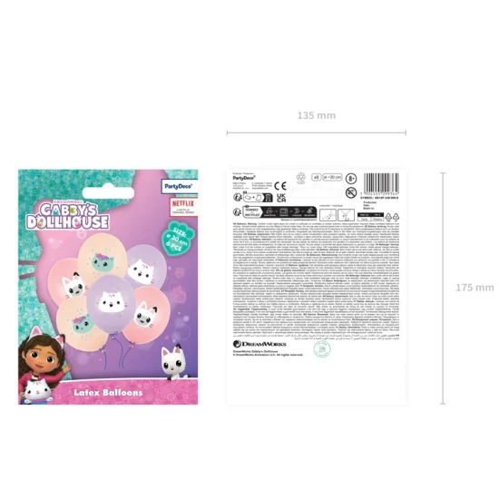 Születésnapi díszek Gabby babaházával, amelyek csillogóak