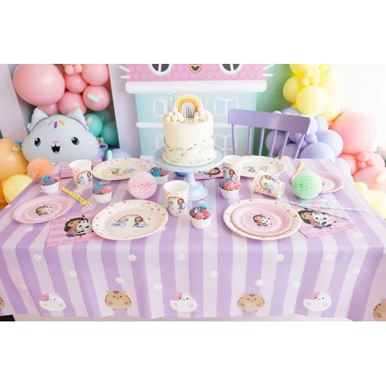 Party Deco tányérok Gabby's Dollhouse Rainbow 6 db 23 cm Születésnapi díszek Gabby babaházával, amelyek csillogóak
