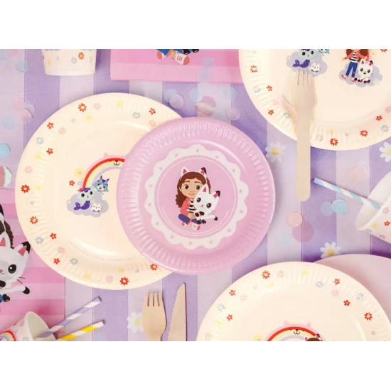 Gabby's Dollhouse papírtányérok színes motívummal