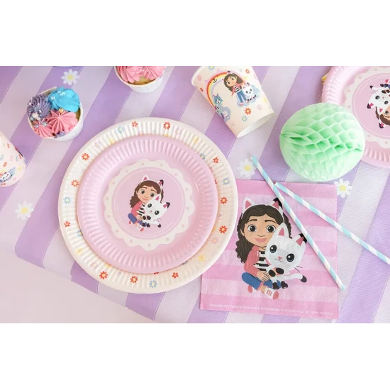 Gabby's Dollhouse papírtányérok színes motívummal