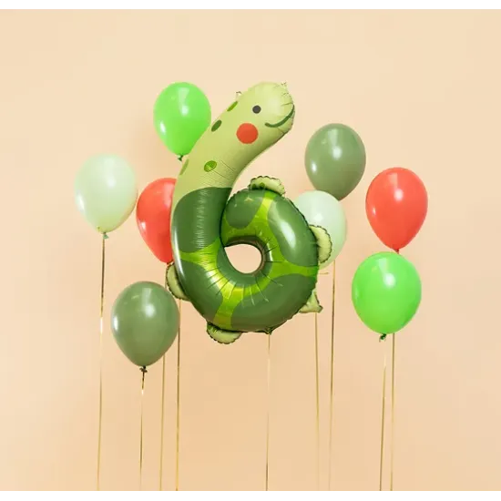 Party Deco 6-os számú teknős léggömb 75x96 cm A teknős formájú 6-os léggömb nem hiányozhat egyetlen ünnepségről sem.
