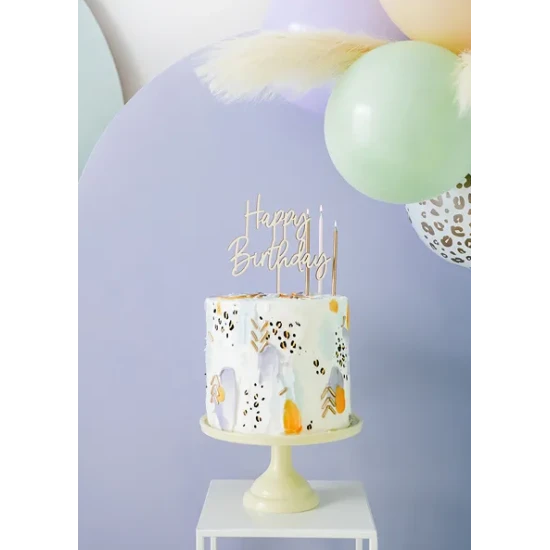Fából készült Happy Birthday torta dekoráció Party deco-ból.