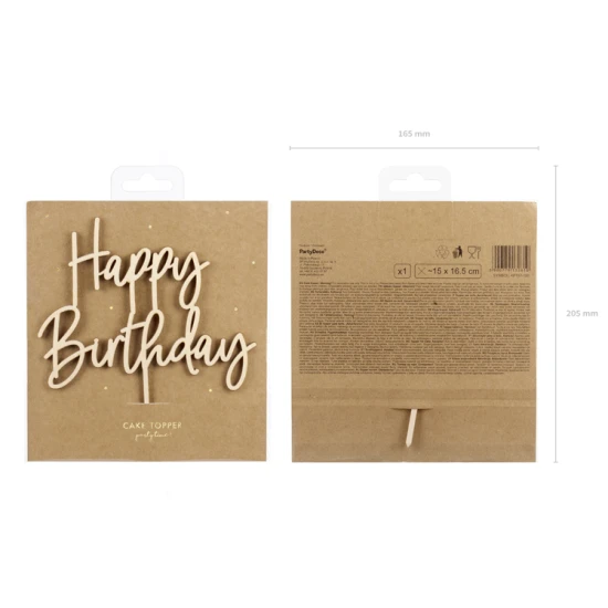 Fából készült Happy Birthday torta dekoráció Party deco-ból.
