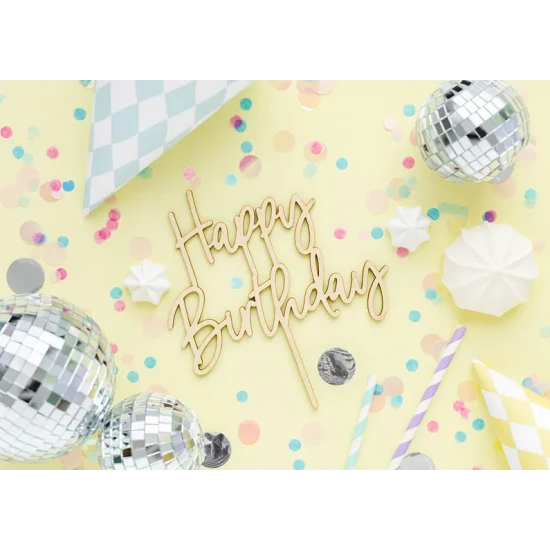 Fából készült Happy Birthday torta dekoráció Party deco-ból.