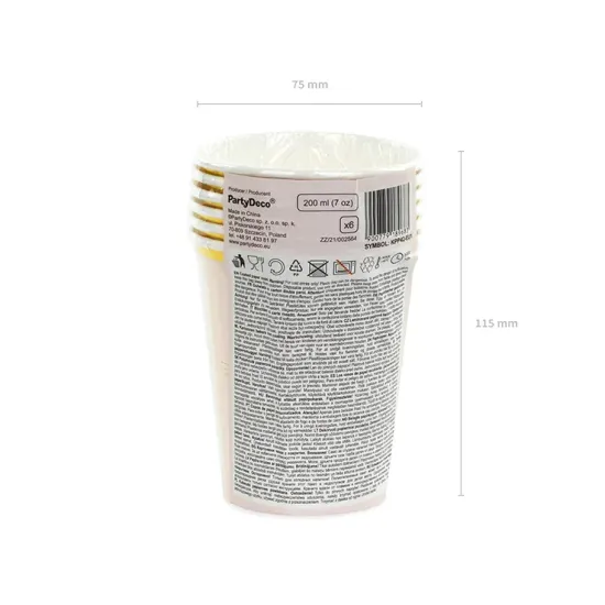 Rózsaszín csészék macska motívummal, gyermekek születésnapi bulikra. 