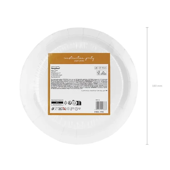 Születésnapi tányérok gyerekpartihoz építőjárművek motívumával.