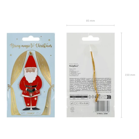 Fém karácsonyi dekoráció Mikulás formájú karácsonyfára.