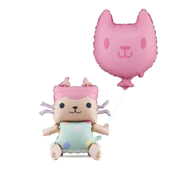 Aranyos dekoráció Balloon Baby Cat bulikra és ünnepekre