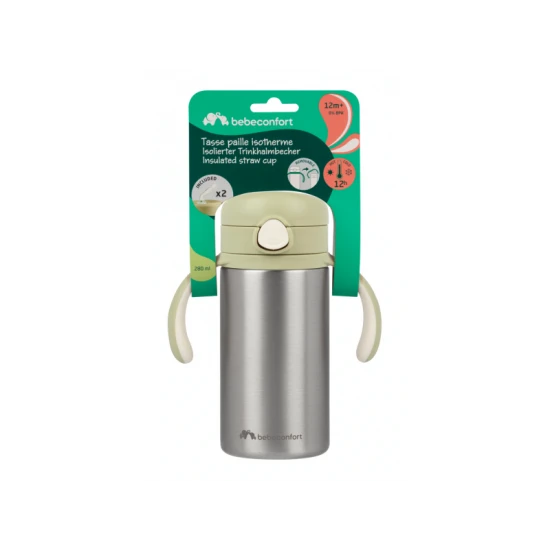 Hőszigetelt inox pohár szívószállal 280 ml Green – BebeConfort 3105201190BC