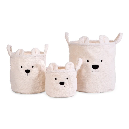 Childhome Teddy Off White 3 ks – 3 db plüss Teddy tárolókosár szett