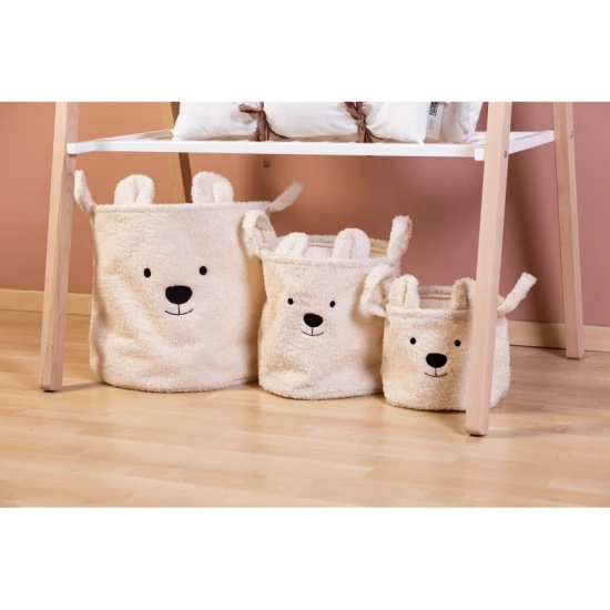 Childhome Teddy Off White 3 ks – 3 db plüss Teddy tárolókosár szett