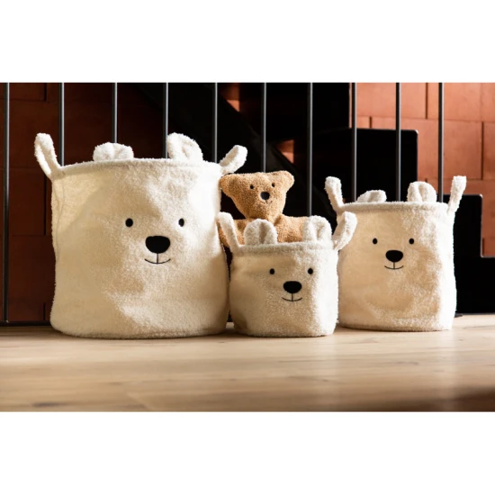 Childhome Teddy Off White 3 ks – 3 db plüss Teddy tárolókosár szett