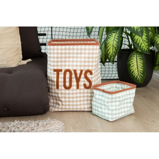 Játéktároló kosár Vichy Sage Green Sage Green Childhome Sage Green – vászon játéktároló kosár