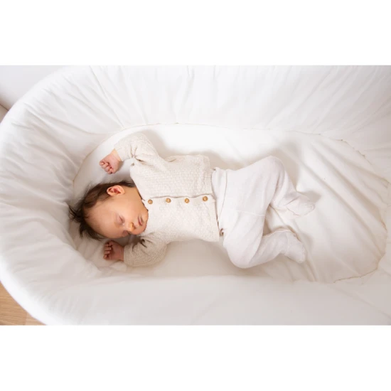 Childhome kovové nohy Jersey Ecru – rattan mózeskosár matraccal
