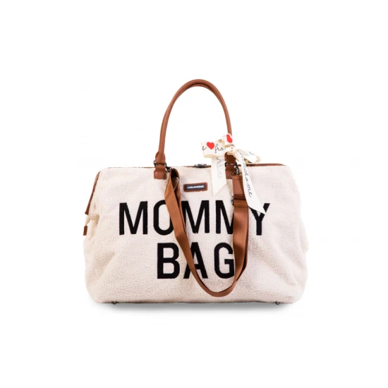 Childhome Mommy Bag Teddy Off White – pelenkázó táska 55×30×40 cm