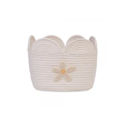 Játékkosár Flower Off White 30x20x15 cm