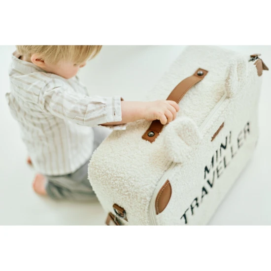 Gyermek utazóbőrönd Teddy Off White, ideális gyerekeknek utazni.