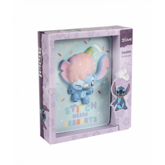 B6 jegyzetfüzet Stitch-el, 3D karakterrel, puha tapintású, ideális jegyzetelésre