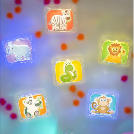 Glo Pals Érzékszervi világító kockák ZOO világító kockák a kádba gyerekeknek, amelyek a vízben világítanak.