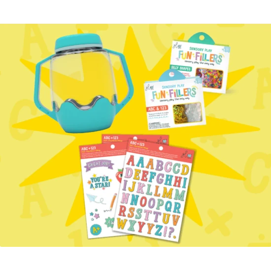 Világító ABC érzékszervi palack kiegészítőkkel