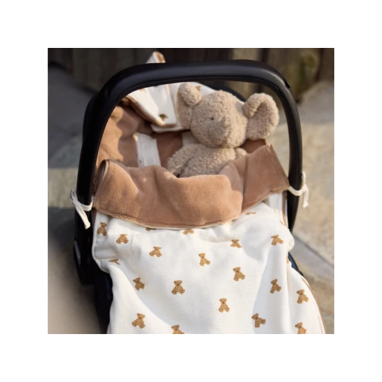 Babazsák az autósüléshez Mini Teddy Bear Waffle Jollein Babazsák az autósüléshez Mini Teddy Bear Waffle