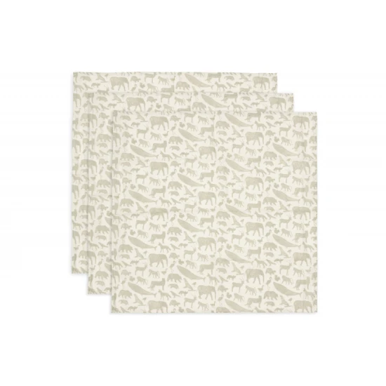 Textilpelenka 3 db 70x70 cm Animals Olive Green Textilpelenka 3 db 70x70 cm Animals Olive Green