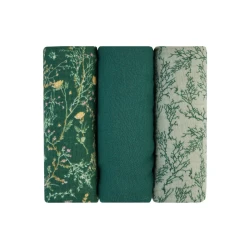 Mull pelenkák 75x75 cm 3 db Secret Garden Green