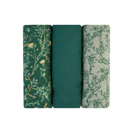 Mull pelenkák 75x75 cm 3 db Secret Garden Green Mull pelenkák 75x75 cm 3 db Secret Garden Green - KikkaBoo 31103010103KB