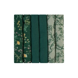 Mull pelenkák 30x30 cm 6 db Secret Garden Green