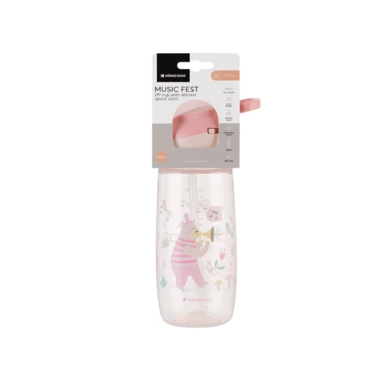 Ivópohár szilikon ivókával 450 ml 12hó+ Music Fest Pink - KikkaBoo 31302030066KB