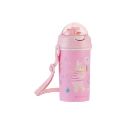 Ivópohár szilikon szívószállal és szíjjal 450 ml Music Fest Pink