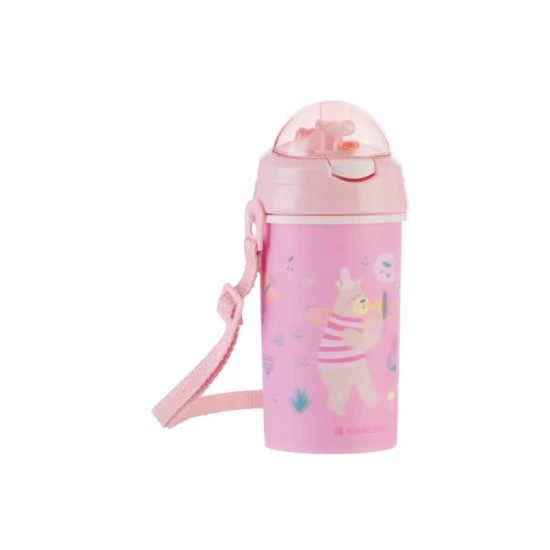 Ivópohár szilikon szívószállal és szíjjal 450 ml Music Fest Pink - KikkaBoo 31302030081KB