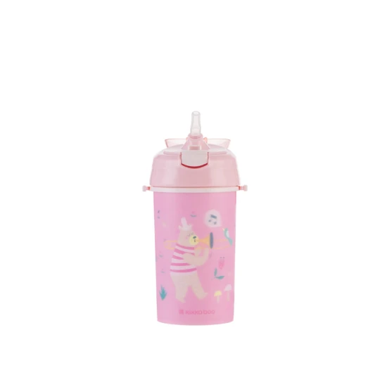 Ivópohár szilikon szívószállal és szíjjal 450 ml Music Fest Pink - KikkaBoo 31302030081KB