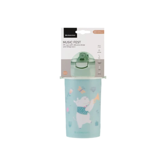 Ivópohár szilikon szívószállal és szíjjal 450 ml Music Fest Mint Ivópohár szilikon szívószállal és szíjjal 450 ml Music Fest Mint - KikkaBoo 31302030082KB