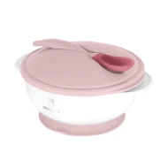 Tál tapadókoronggal, fedéllel és hőérzékelős kanállal Pink