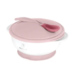 Tál tapadókoronggal, fedéllel és hőérzékelős kanállal Pink