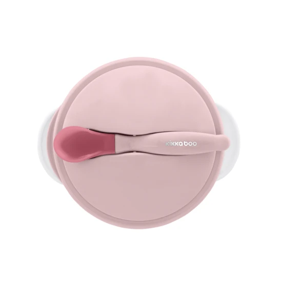Tál tapadókoronggal, fedéllel és hőérzékelős kanállal Pink - KikkaBoo 31302040076KB
