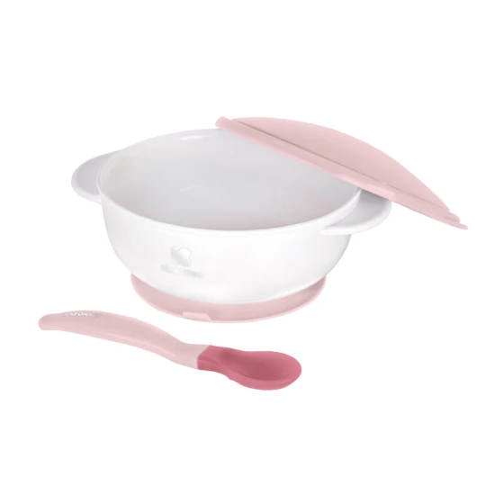 Tál tapadókoronggal, fedéllel és hőérzékelős kanállal Pink - KikkaBoo 31302040076KB