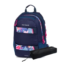 OXY Sport diáktáska tolltartóval Flowers Blue