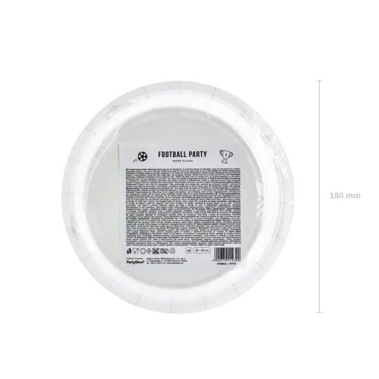 Papírtányérok focilabdákkal gyerekbulihoz.