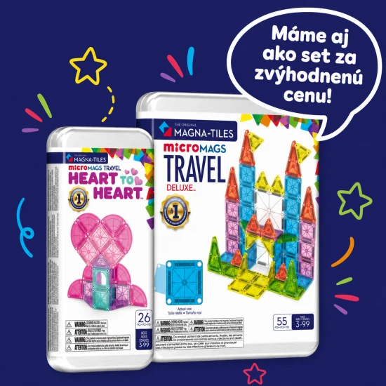 microMAGS Heart to Heart 26 darabos mágneses építőkészlet, utazáshoz alkalmas.