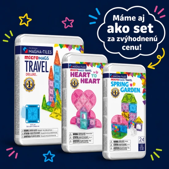 microMAGS Heart to Heart 26 darabos mágneses építőkészlet, utazáshoz alkalmas.