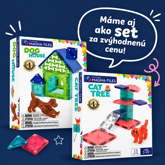Mágneses készlet MAGNA-CSEMPEK Cat Tree - macskafa figurával, microMAGS részekkel és dekorációkkal