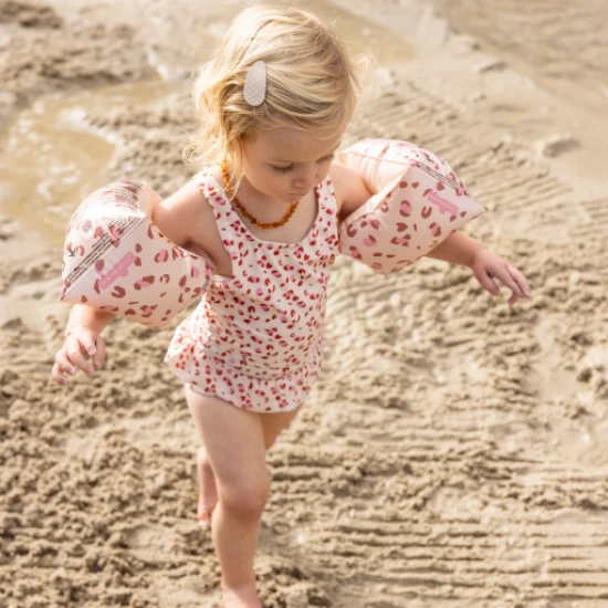 Gyermek lány fürdőruha UPF 50+ Leopard régi rózsaszín Swim Essentials